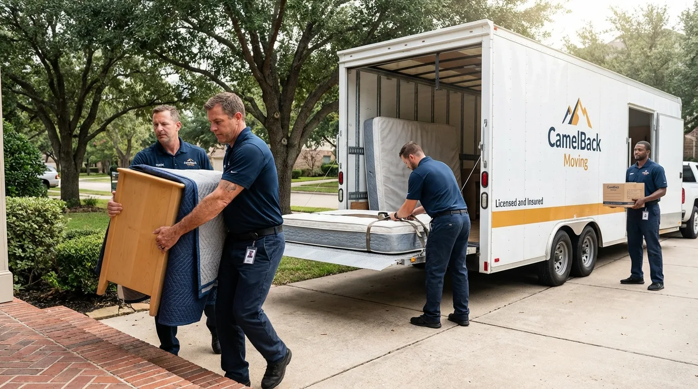 Crew loading residential truck for cross-state move from Edmonds, WA