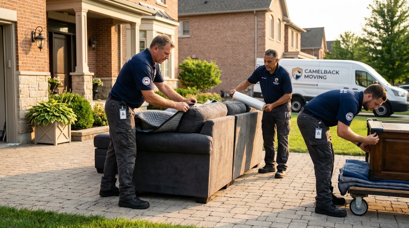 Large estate moving crew wrapping furniture in Edmonds, WA