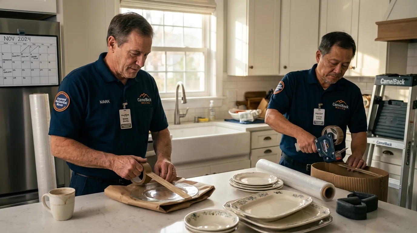 Professional crew packing kitchen dishware in Edmonds, WA